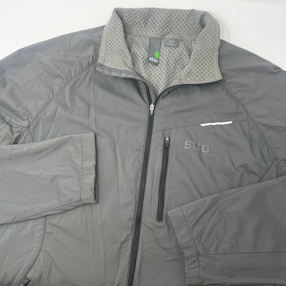 Stio Mens Gray Double Layer Mesh Full Zip Jacket Size Large Windbreaker